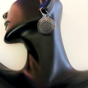 Sterling Silver Round Disk Fish Hook Earrings